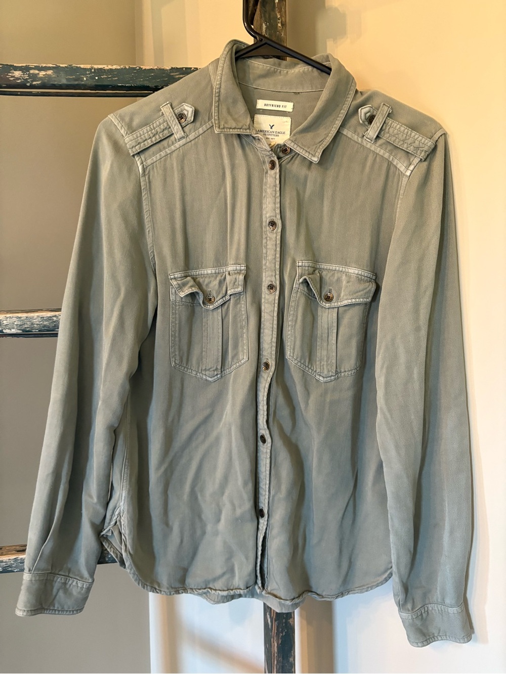 American Eagle Outfitters Olive Green Boyfriend Shirt